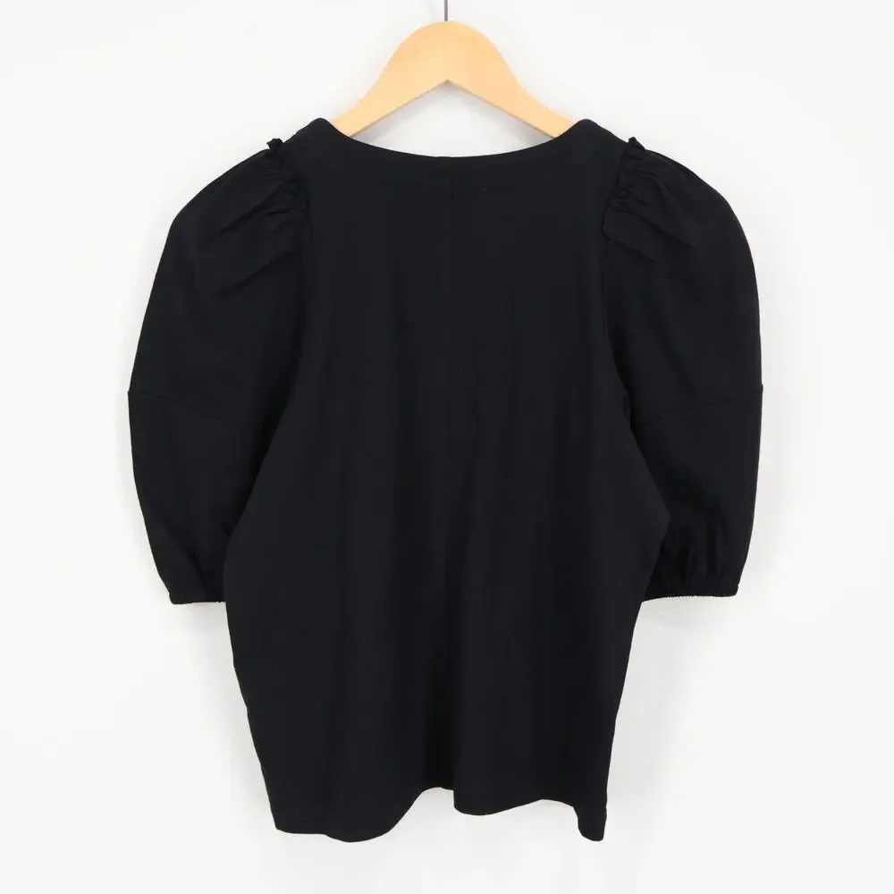 Madewell Puff Sleeve Cotton Tee Jet Black Size XS NWT